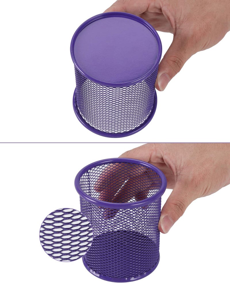 EasyPAG Pencil Holder for Desk, 2 Pack Metal Pen Organizer, Mesh Pencil Cup Organizer for Home, Office, Classroom, School, Purple - Image 4